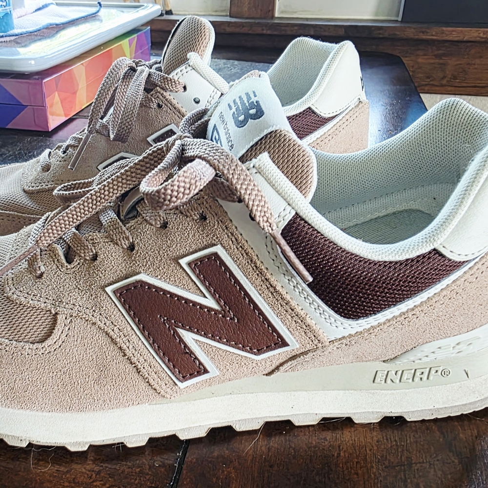 New Balance Beige and Brown Sneakers